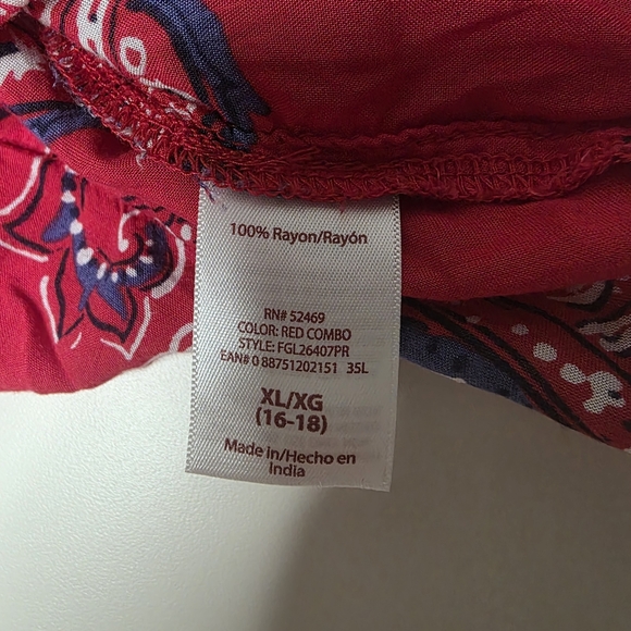 Faded Glory XL (16-18) Womens Red Paisley Tank Top V Neck - Picture 5 of 10